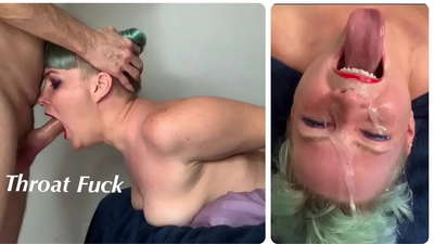 Foghlaimíonn leasiníon conas fuck scornach an-mhór a dhéanamh lena Dick